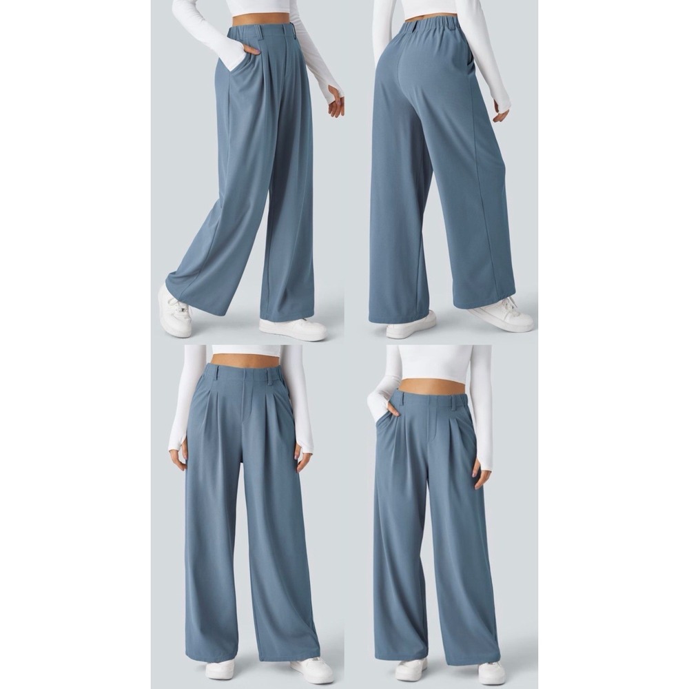 Halara Wide-Leg Pants Womens PS Mountain springs Stretch Elastic Waist Pockets